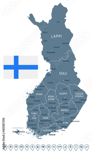 Finland - map and flag illustration