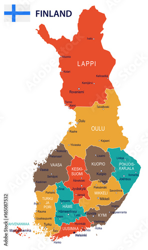 Finland - map and flag – illustration