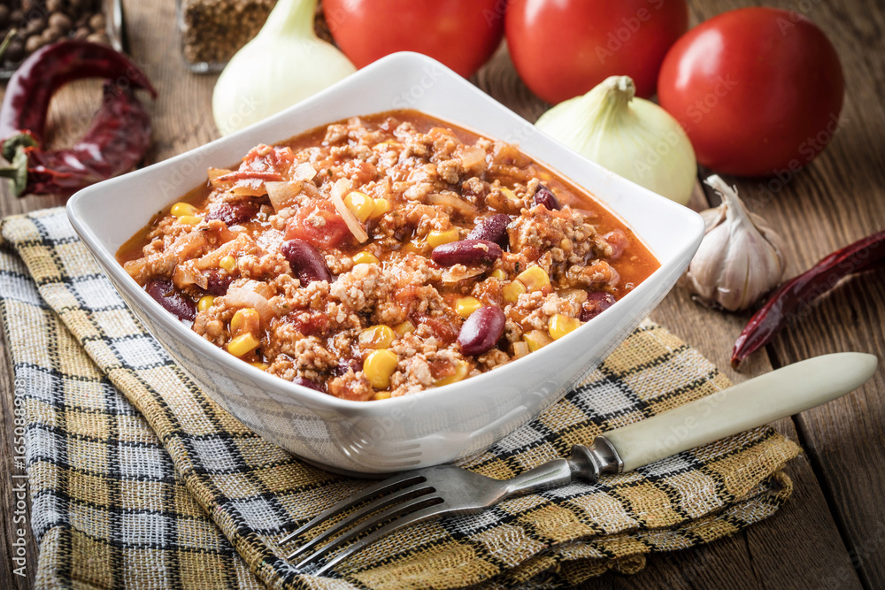 Chili con carne in a bowl. Chili con carne in a bowl.
