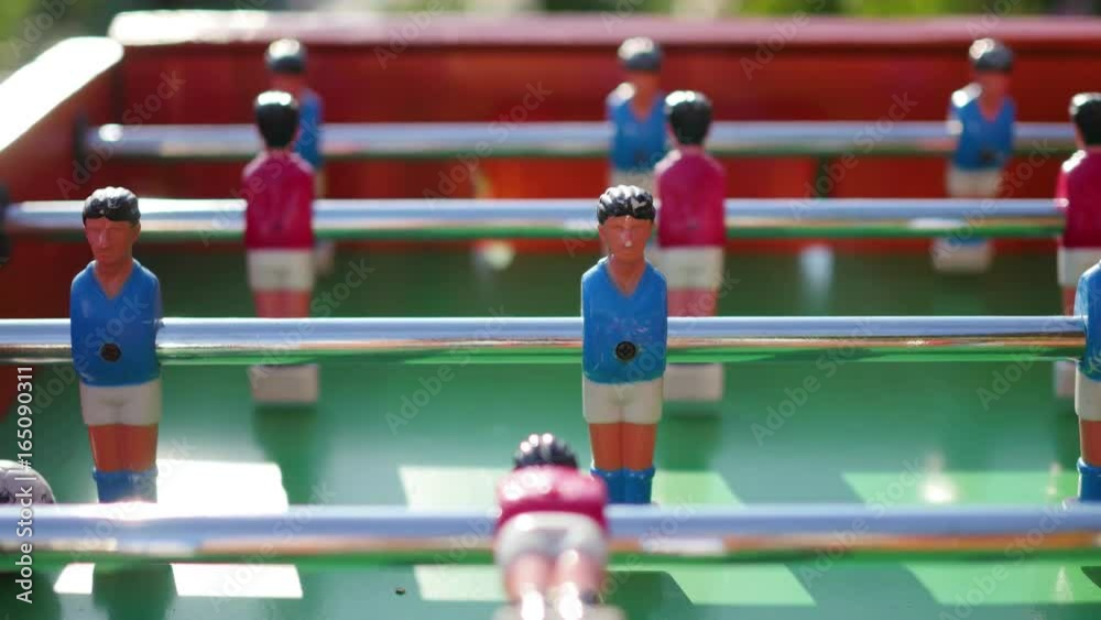 Tabletop soccer close-up. Fun and games outdoors Tabletop soccer close-up. Fun and games outdoors