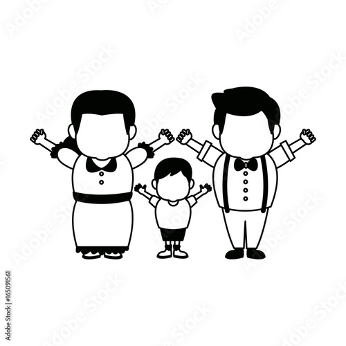 happy grandparents standing with their grandson