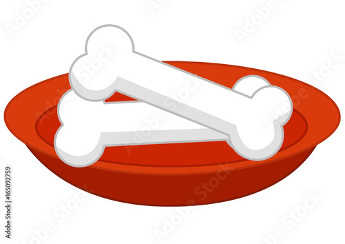 cartoon isolated bowl with bones - illustration for children