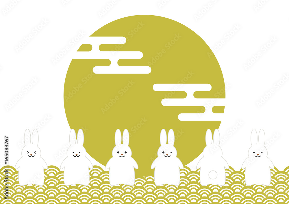 満月とウサギ イラスト 和柄 Stock ベクター Adobe Stock