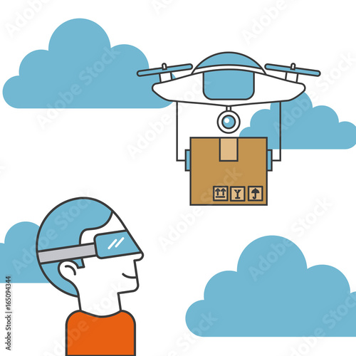Drone send correspondences icon vector illustration design graphic