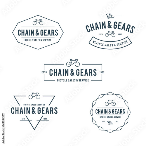 Set of bicycle in Retro Styled design badges in white background photo