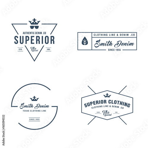 Vintage denim jeans frame label, Classical Clothing line in white background