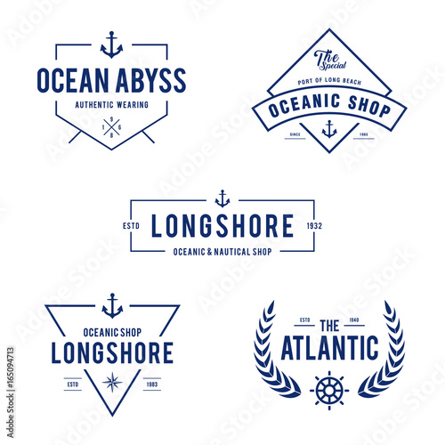 Vintage Nautical and Ocean Label Badge, Retro design element in white background