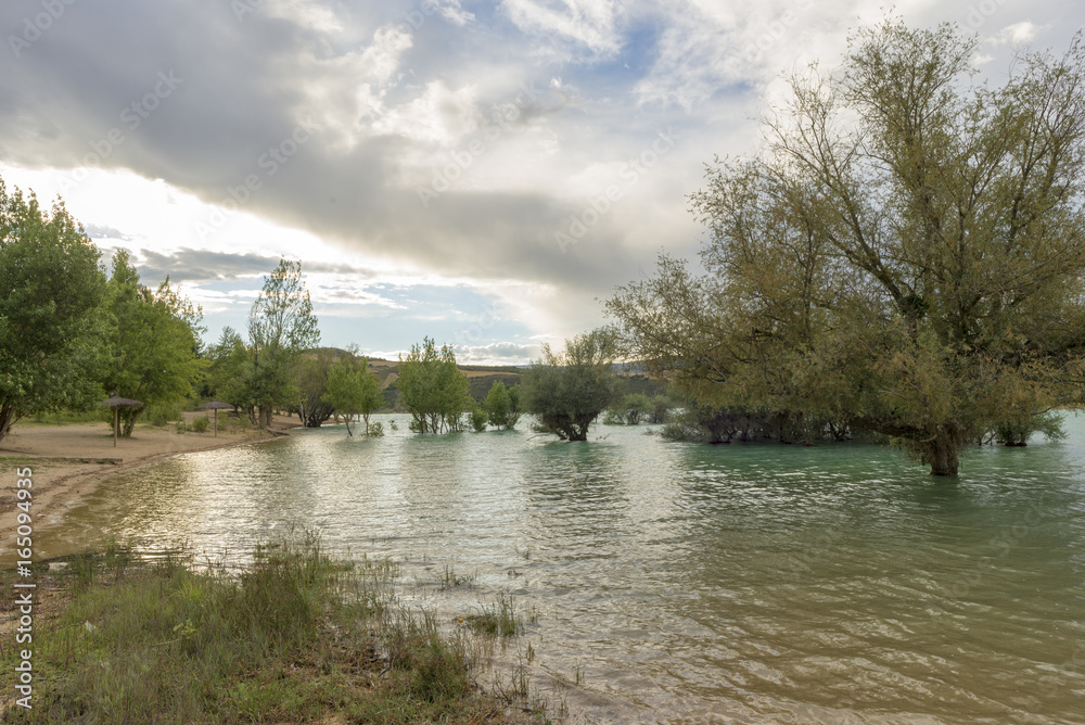 Fototapeta premium The Alloz reservoir in Lerate, Navarra, Spain