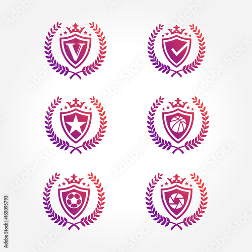 Shield Symbol with laurel wreath Design Collections set