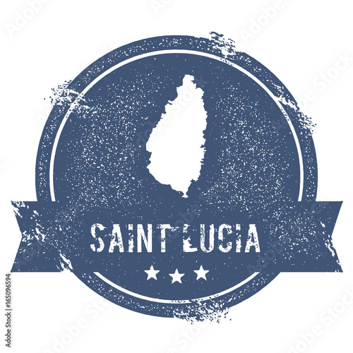 Saint Lucia logo sign. Travel rubber stamp with the name and map of the island, vector illustration. Can be used as insignia, logotype, label, sticker or badge.