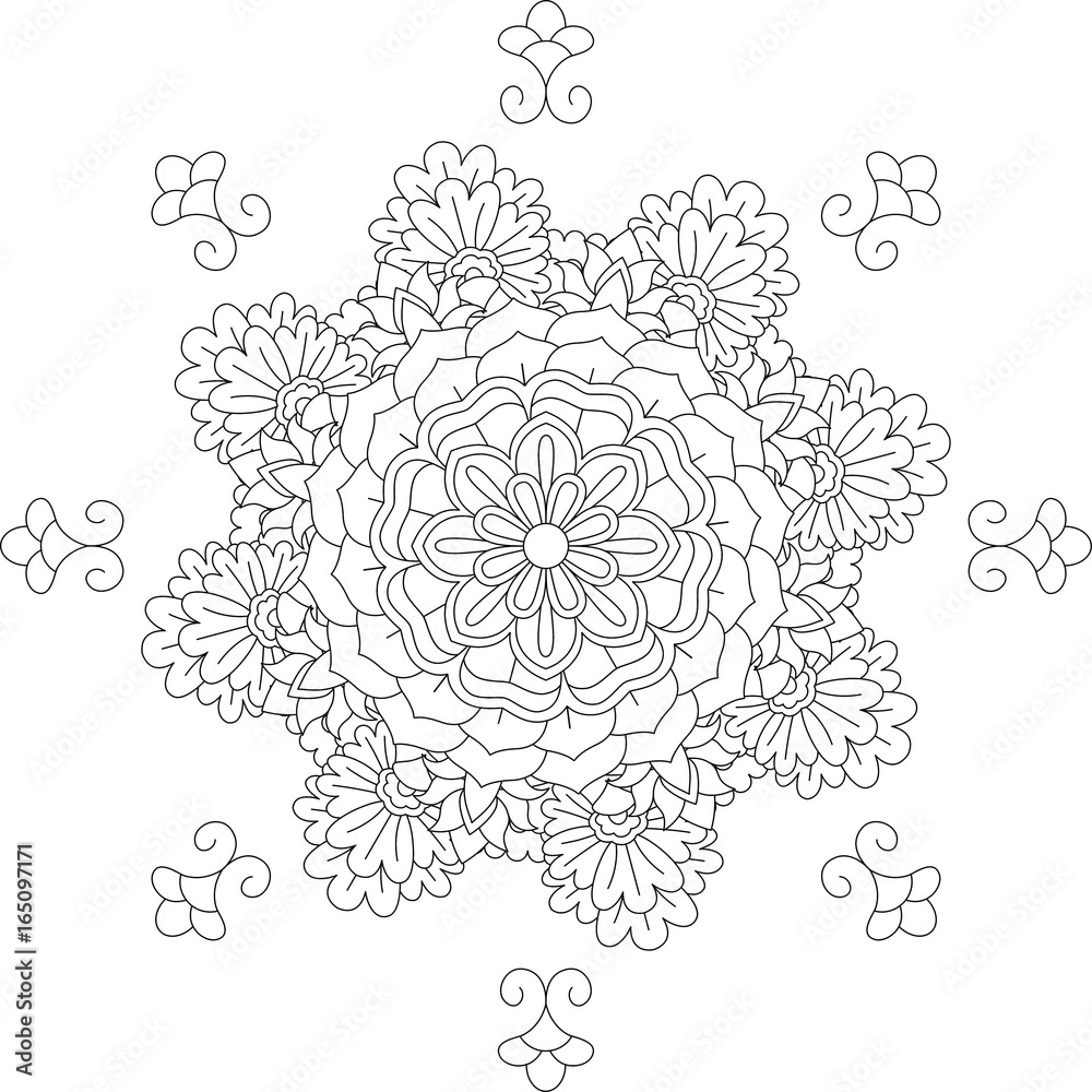 Round mandalas in vector. Abstract design element. Decorative retro ornament