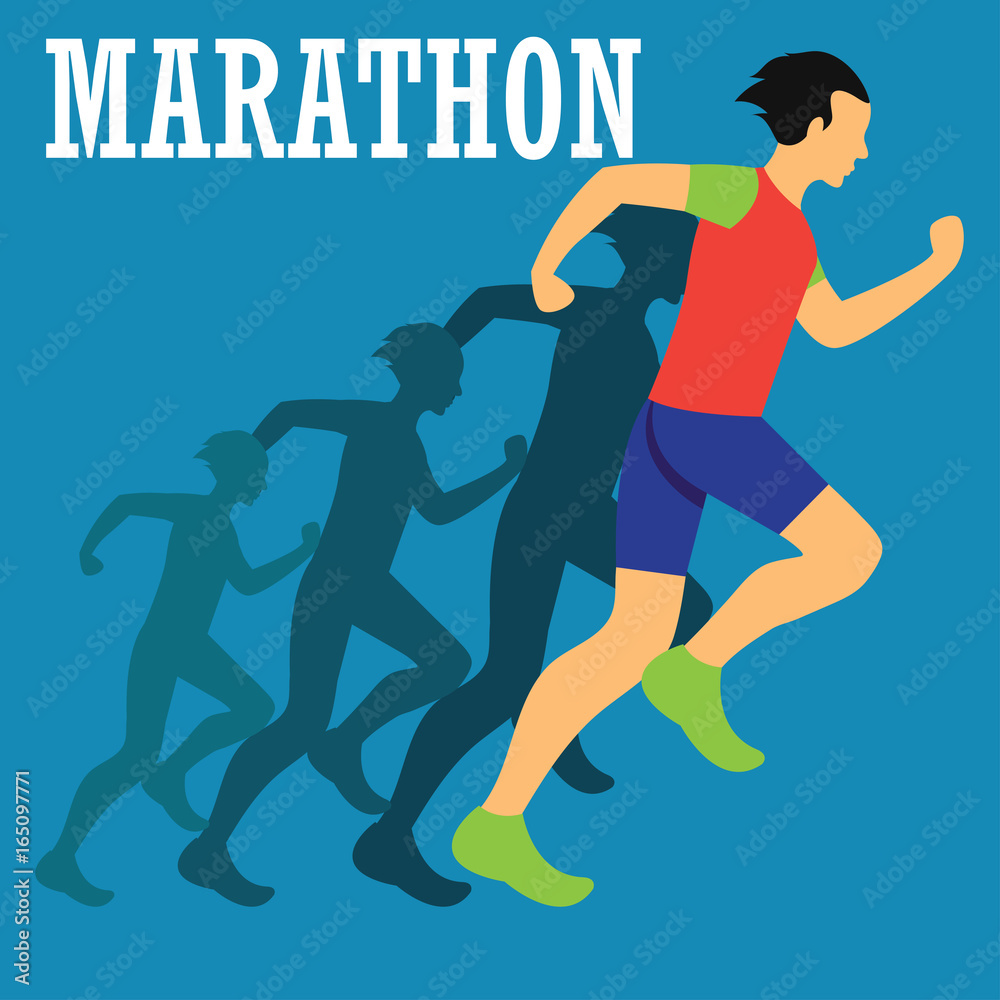 running race people / marathon, sport and activity poster. vector illustration