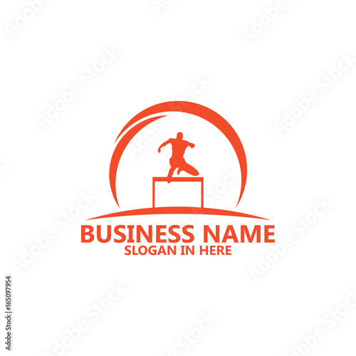 Hurdle Jumping Logo Template Design