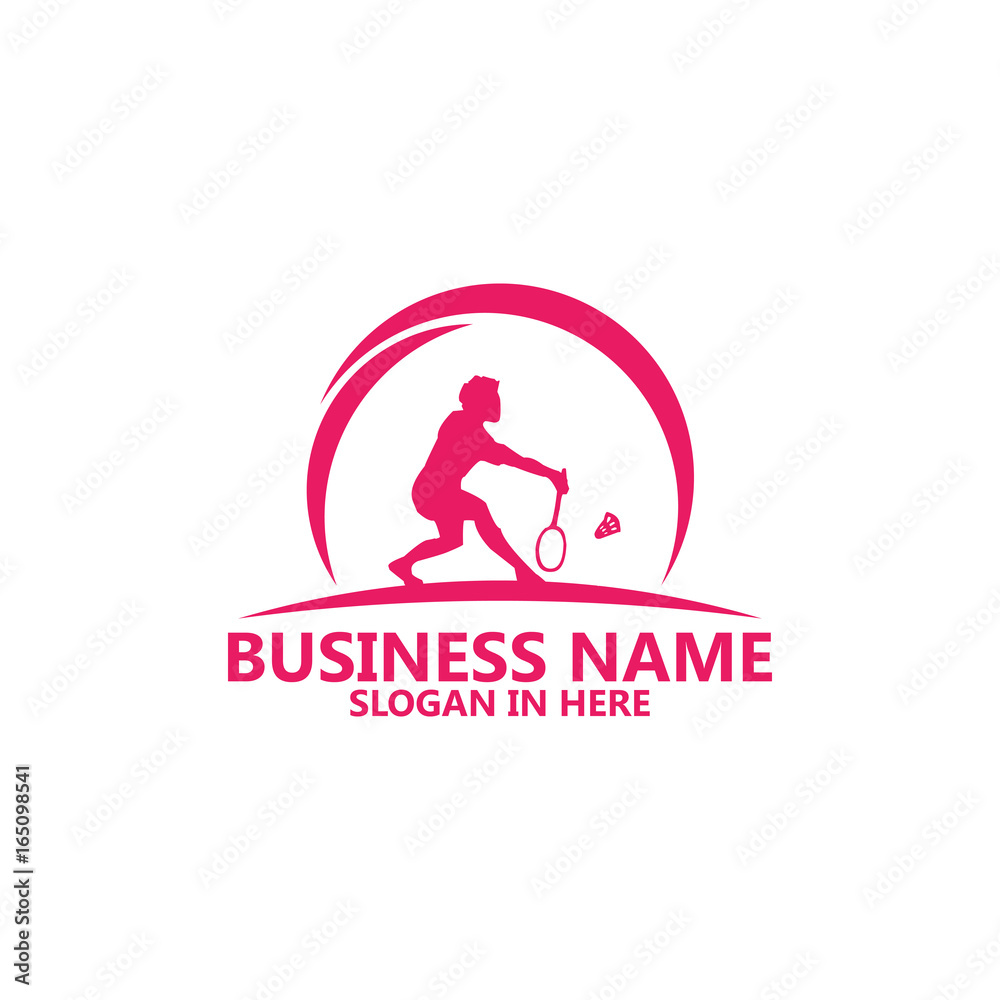 Badminton Player Logo Template Design