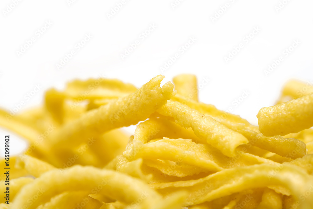 Heap of pasta isolated on white background.With copyspace