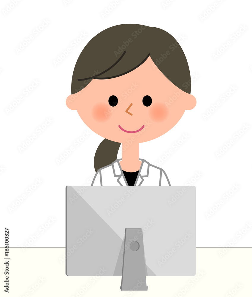 白衣の女性 PC 白衣の女性 PC