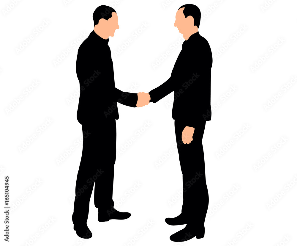 Vector, isolated silhouette of a man handshake