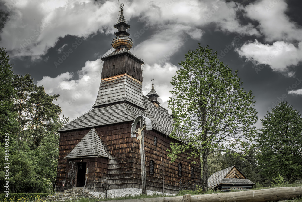 Wooden church in museum Lubovna, Slovakia
