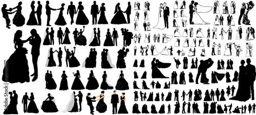 Leinwand Poster Vector, big set of wedding silhouettes