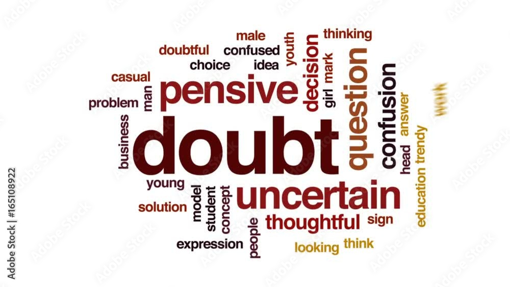 Doubt animated word cloud, text design animation. Doubt animated word cloud, text design animation.