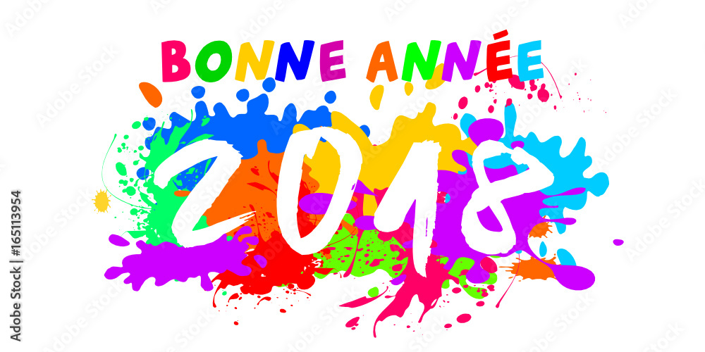 Naklejka premium Bonne année 2018 - tâches d'encre - coloré