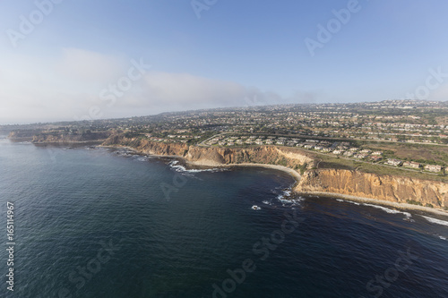 California coast aerial view of Rancho Palos Verdes in Los Angeles County. 