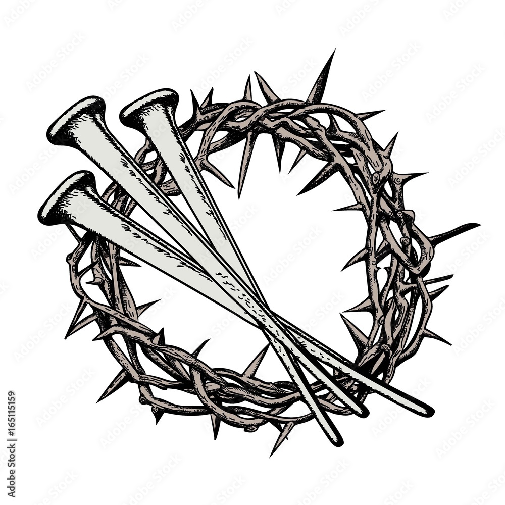 Crown of Thorns with Nails on Textile Background. Easter Background. Jesus  Christ. Stock Photo - Image of nails, figure: 175651558