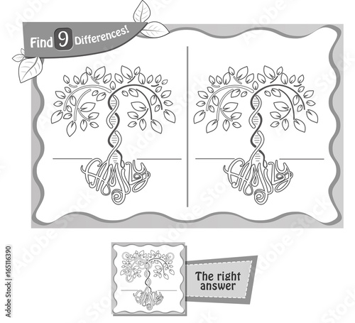 find 9 differences game family tree