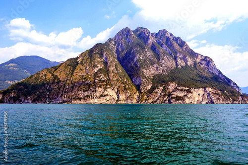 Island mountain in the blue sea with forest
