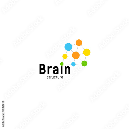 Brain storming business vector isolated logo template. Colorful creative mind logotype connected points. Dots simple logotype.