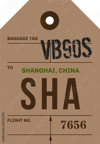 Vintage Luggage Tag. Real looking airport luggage tag.