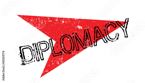 Diplomacy rubber stamp. Grunge design with dust scratches. Effects can be easily removed for a clean, crisp look. Color is easily changed.