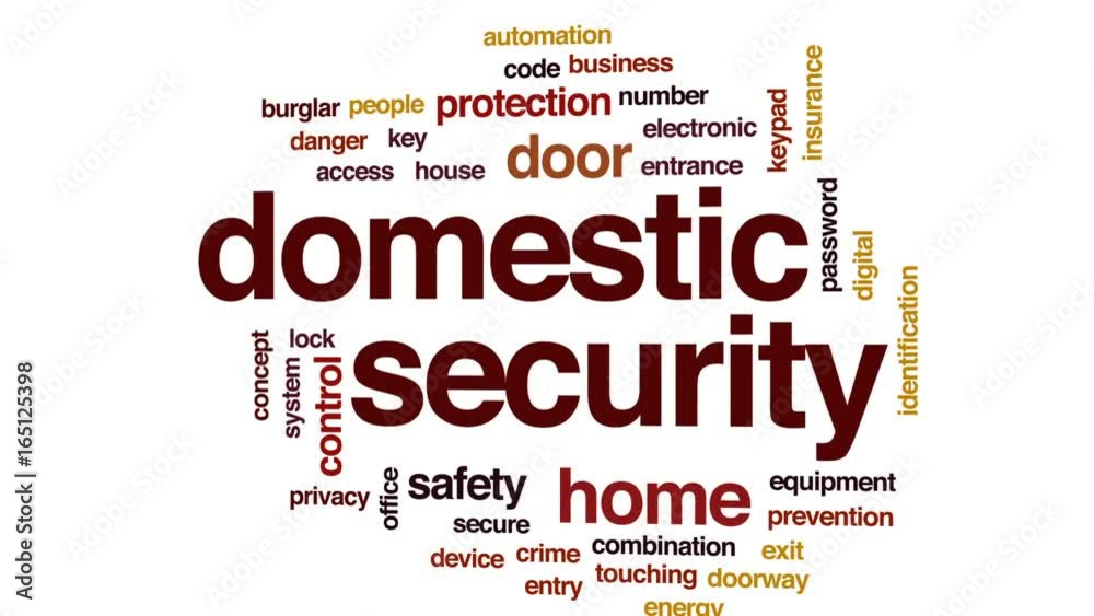 Domestic security animated word cloud, text design animation. Domestic security animated word cloud, text design animation.
