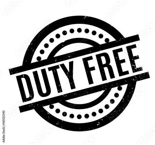 Duty Free rubber stamp. Grunge design with dust scratches. Effects can be easily removed for a clean, crisp look. Color is easily changed.