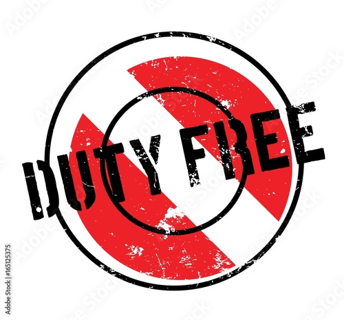 Duty Free rubber stamp. Grunge design with dust scratches. Effects can be easily removed for a clean, crisp look. Color is easily changed.
