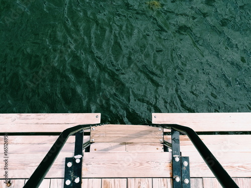 Green water sea wooden trambouline pool 