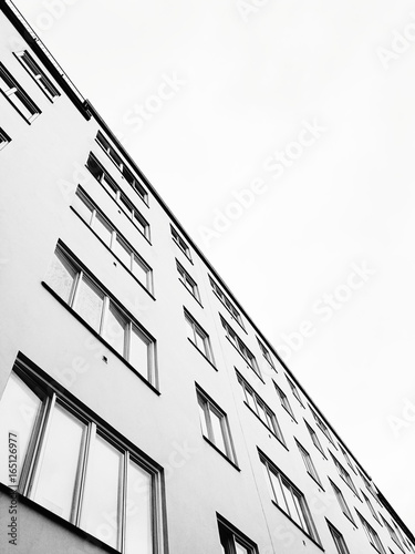 windows aligned on clear sky 