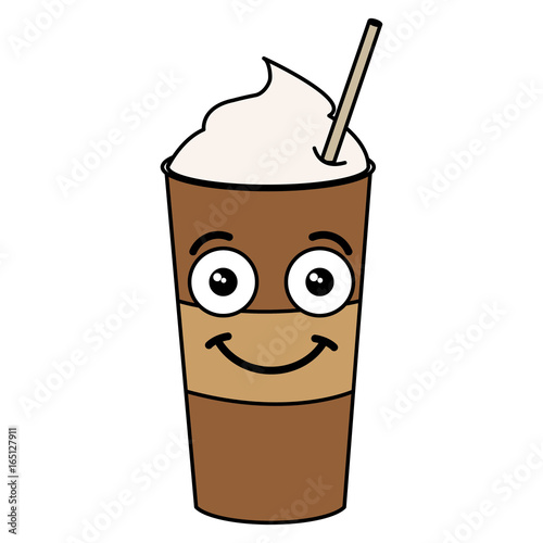 coffee shake with straw kawaii character vector illustration design