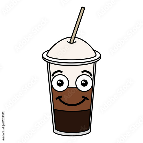 coffee shake with straw kawaii character vector illustration design