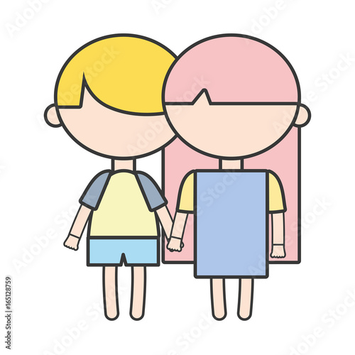 couple children with hairstyle and pijama clothes