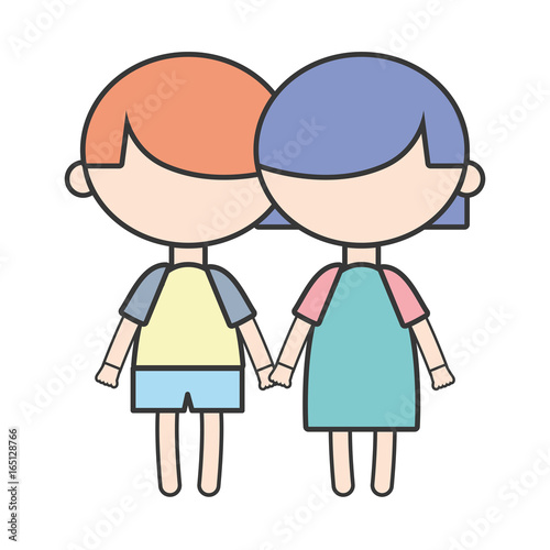 couple children with hairstyle and pijama clothes