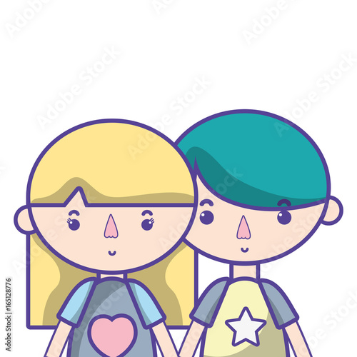 couple children with hairstyle and pijama clothes