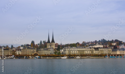 View of the Lucerne city from cruise on the lake Lucerne Switzerland © Itsanan