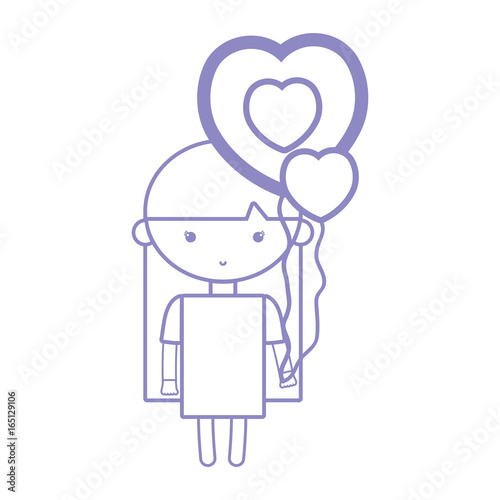 silhouette beauty girl with heart balloons and hairstyle design