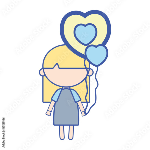 beauty girl with heart balloons and hairstyle design