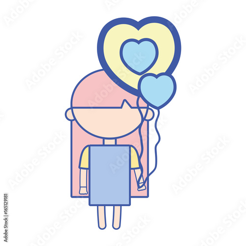 beauty girl with heart balloons and hairstyle design