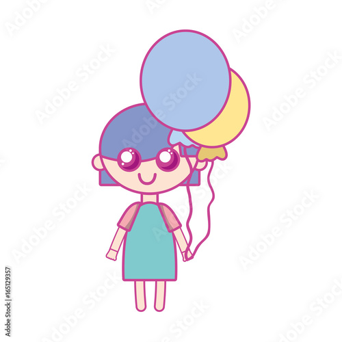 beauty girl with balloons and hairstyle design