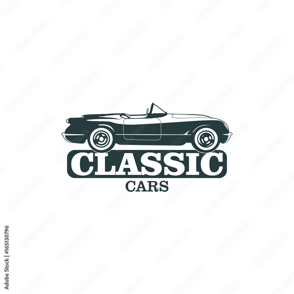 Classic muscle car emblems, high quality retro badge and vintage icon. Design elements for service car repair, restoration and car club - stock vector Classic muscle car emblems, high quality retro badge and vintage icon. Design elements for service car repair, restoration and car club - stock vector