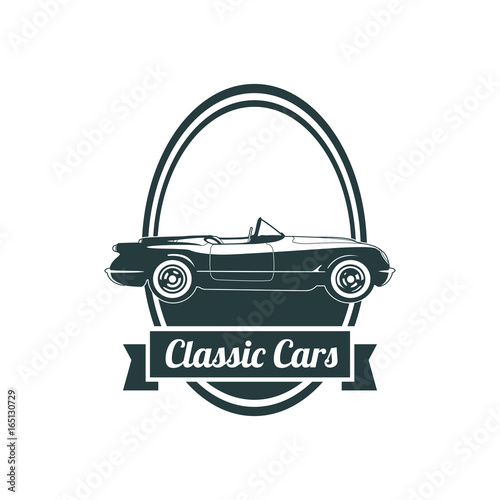 Classic muscle car emblems, high quality retro badge and vintage icon. Design elements for service car repair, restoration and car club  - stock vector