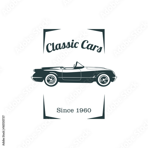 Classic muscle car emblems, high quality retro badge and vintage icon. Design elements for service car repair, restoration and car club  - stock vector